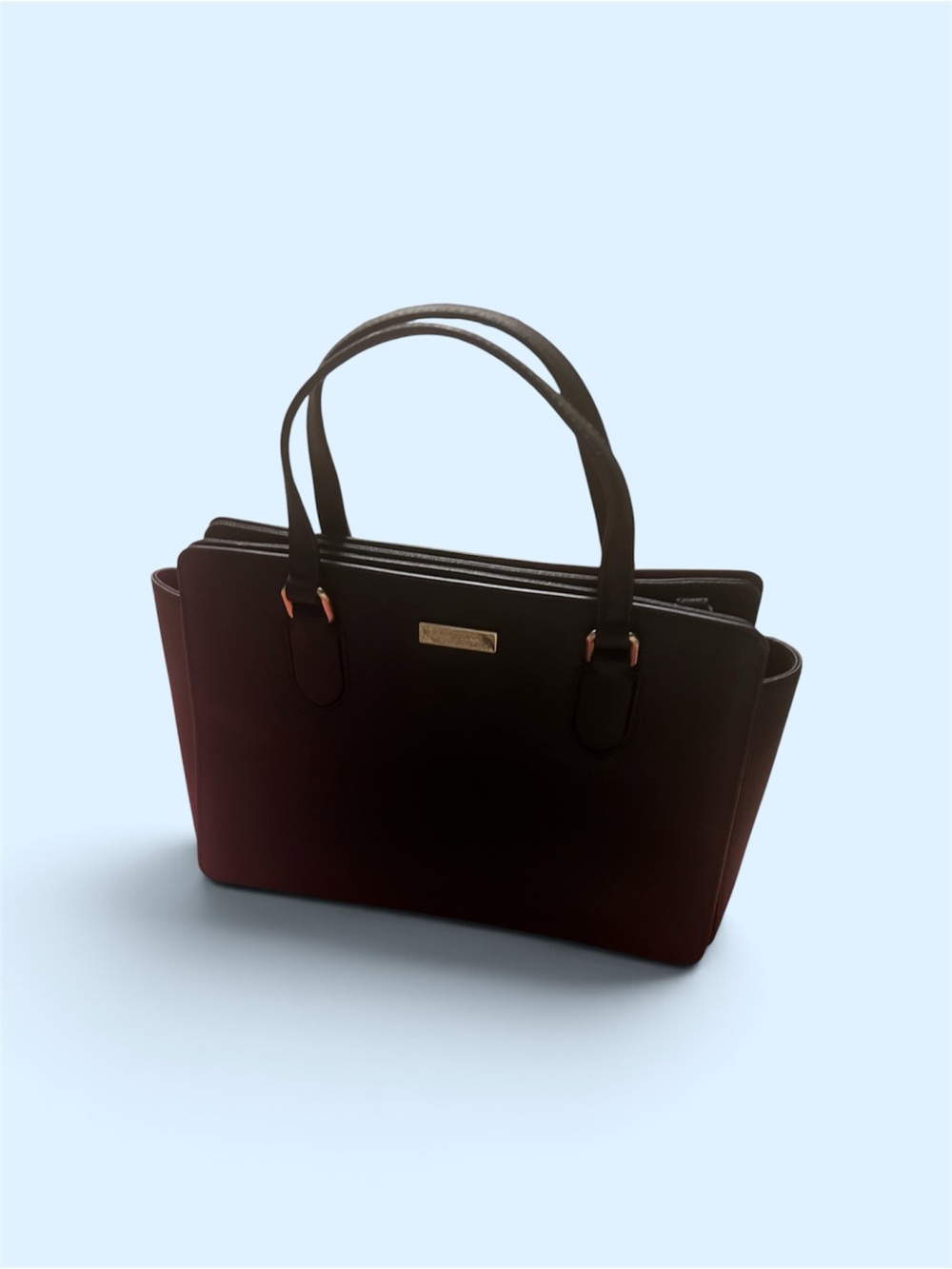 kate spade Dark Brown Structured Tote with Gold Hardware